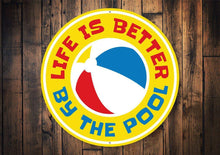 Load image into Gallery viewer, Beach Ball Circle Pool Sign - NYC Pool Supplies
