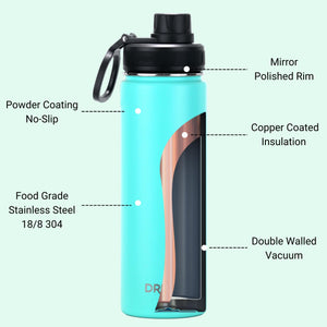DRINCO® 22oz Stainless Steel Sport Water Bottle - Teal