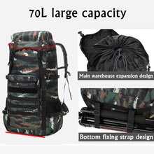 Load image into Gallery viewer, Waterproof Outdoor Camping 70L Military Backpack Capacity Infographic