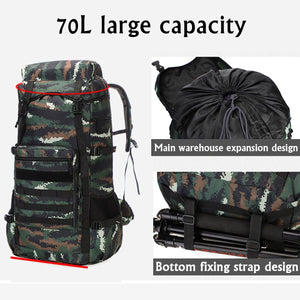 Waterproof Outdoor Camping 70L Military Backpack Capacity Infographic