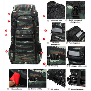 Waterproof Outdoor Camping 70L Military Backpack Infographic 2